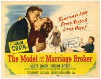 1r249 MODEL & THE MARRIAGE BROKER TC '52 Scott Brady kisses Jeanne Crain, smoking Thelma Ritter!