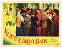 1r751 MONTE CARLO BABY LC '53 great image of Audrey Hepburn signing autographs for her fans!