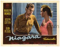 1r771 NIAGARA LC #2 '53 close up of Joseph Cotten looking at Jean Peters!