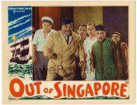 1r798 OUT OF SINGAPORE LC '32 great image of Noah Beery and cast watching fight!