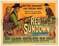 1r320 RED SUNDOWN TC '56 great western art of Rory Calhoun, Martha Hyer & Dean Jagger!