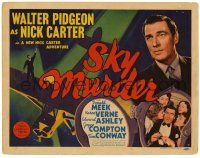1r359 SKY MURDER TC '40 Walter Pidgeon as detective Nick Carter, cool airplane artwork!