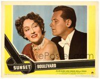 1r917 SUNSET BOULEVARD LC #7 '50 great close up of William Holden & smiling Gloria Swanson!