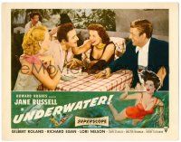 1r968 UNDERWATER LC '55 Howard Hughes, sexy Jane Russell laughs at Gilbert Roland!