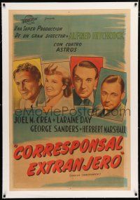 1s150 FOREIGN CORRESPONDENT linen Argentinean R40s art of McCrea, Day, Sanders & Marshall, Hitchcock