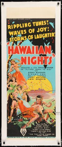 1s103 DOWN TO THEIR LAST YACHT linen long Aust daybill '34 art of island ladies, Hawaiian Nights!