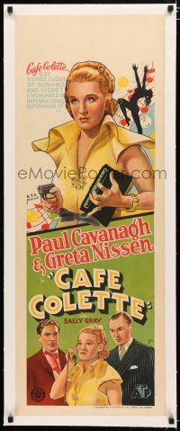 1s102 CAFE COLETTE linen long Aust daybill '37 Frank Tyler art of Greta Nissen with gun & Cavanagh!