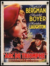 1s227 ARCH OF TRIUMPH linen Belgian '47 different art of smoking Ingrid Bergman, Boyer & Laughton!