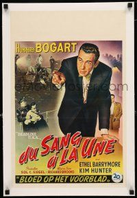 1s236 DEADLINE-U.S.A. linen Belgian '52 newspaper editor Humphrey Bogart, great different art!