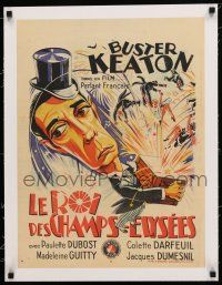 1s220 KING OF THE CHAMPS ELYSEES linen pre-War Belgian 17x23 '34 incredible artwork of Buster Keaton