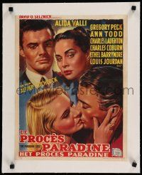 1s263 PARADINE CASE linen Belgian '48 Alfred Hitchcock, art of Gregory Peck, Ann Todd, Alida Valli!