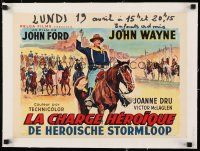 1s271 SHE WORE A YELLOW RIBBON linen Belgian R50s art of John Wayne on horse with soldiers,John Ford