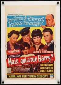 1s282 TROUBLE WITH HARRY linen Belgian '55 Alfred Hitchcock, Gwenn, Forsythe & Shirley MacLaine!