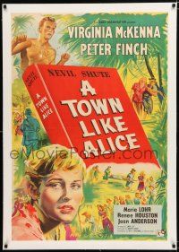 1s109 TOWN LIKE ALICE linen English 1sh '56 Virginia McKenna, Peter Finch, from Nevil Shute book!
