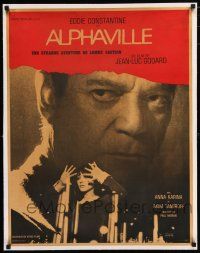 1s189 ALPHAVILLE linen French 23x32 '65 Jean-Luc Godard, Eddie Constantine as Lemmy Caution, Karina