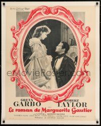 1s193 CAMILLE linen French 23x32 R50s great close up of Greta Garbo looking down at Robert Taylor!