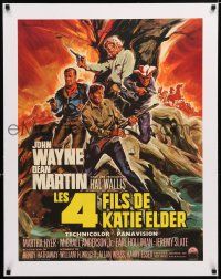 1s206 SONS OF KATIE ELDER linen French 23x32 '65 different Landi art of John Wayne & Dean Martin!
