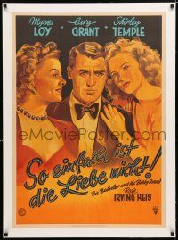 1s129 BACHELOR & THE BOBBY-SOXER linen German '49 cool different art of Grant between Temple & Loy!