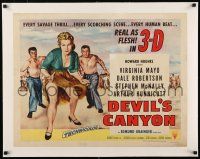 1s041 DEVIL'S CANYON linen style B 1/2sh '53 art of sexy Virginia Mayo, she's real as flesh in 3-D!