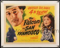 1s043 FALCON IN SAN FRANCISCO linen style B 1/2sh '45 Tom Conway, smuggled silk snares 4 to death!