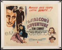 1s044 FALCON'S ADVENTURE linen style B 1/2sh '46 Tom Conway, murder axis traps Latin beauty!
