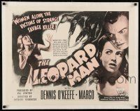 1s056 LEOPARD MAN linen style A 1/2sh R52 Jacques Tourneur, O'Keefe & Margo are victims of a killer!