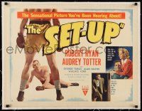 1s063 SET-UP linen style B 1/2sh '49 boxer Robert Ryan down in the boxing ring, Robert Wise