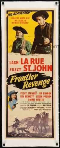1s015 FRONTIER REVENGE linen insert '48 Lash LaRue & Al Fuzzy St. John stop a gang of outlaws!