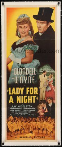 1s018 LADY FOR A NIGHT linen insert '41 full-length John Wayne & Joan Blondell + sexy showgirls!