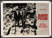 1s176 CITIZEN KANE linen Italian photobusta R66 Orson Welles & Cotten standing on bundled Inquirers!