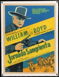 1s080 SINISTER JOURNEY linen Mexican poster R50s art of Boyd as Hopalong Cassidy, Two-Gun Territory!