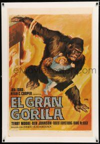 1s095 MIGHTY JOE YOUNG linen Spanish R68 first Ray Harryhausen, cool Jano art of ape rescuing girl!