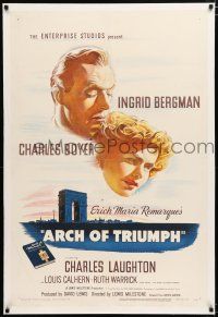 1t010 ARCH OF TRIUMPH linen 1sh '47 Ingrid Bergman, Charles Boyer, Erich Maria Remarque novel!