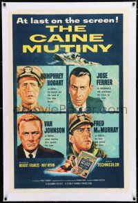 1t036 CAINE MUTINY linen 1sh '54 art of Humphrey Bogart, Jose Ferrer, Van Johnson & Fred MacMurray!