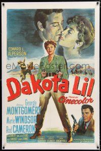 1t065 DAKOTA LIL linen 1sh '50 Marie Windsor is out to get George Montgomery!