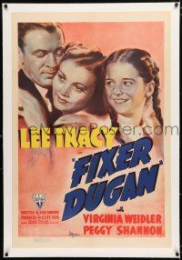 1t091 FIXER DUGAN linen 1sh '39 art of circus owner Lee Tracy, Virginia Weidler & Peggy Shannon!