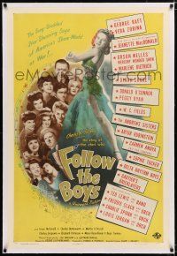 1t095 FOLLOW THE BOYS linen style C 1sh '44 Welles, Fields, Dietrich & more Universal all-stars!