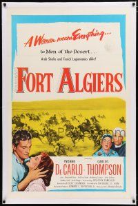 1t098 FORT ALGIERS linen 1sh '53 sexy Yvonne de Carlo means everything to men of the desert!