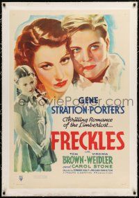 1t099 FRECKLES linen 1sh '35 Virginia Weidler & Tom Brown in a thrilling romance of the Limberlost!