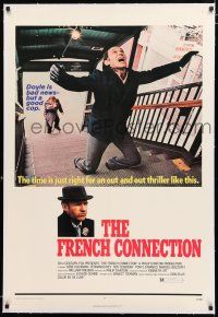 1t100 FRENCH CONNECTION linen 1sh '71 Gene Hackman in movie chase climax, William Friedkin!