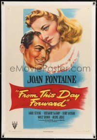 1t103 FROM THIS DAY FORWARD linen 1sh '46 romantic art of pretty Joan Fontaine & Mark Stevens!