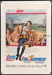 1t105 FUN IN ACAPULCO linen 1sh '63 Elvis Presley in fabulous Mexico with sexy Ursula Andress!