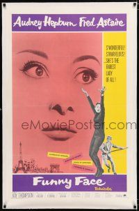 1t106 FUNNY FACE linen 1sh R65 art of Audrey Hepburn close up & full-length + Fred Astaire!