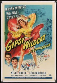 1t123 GYPSY WILDCAT linen 1sh '44 sexy Maria Montez is the hot-headed, hot-blooded Queen of Rogues!