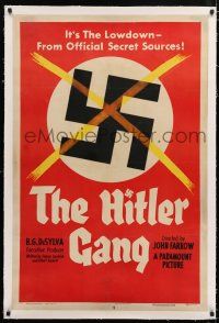 1t129 HITLER GANG linen 1sh '44 one of the greatest World War II propaganda movie posters!