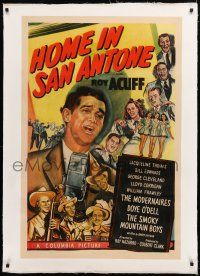 1t133 HOME IN SAN ANTONE linen 1sh '49 great artwork of Roy Acuff singing into radio microphone!