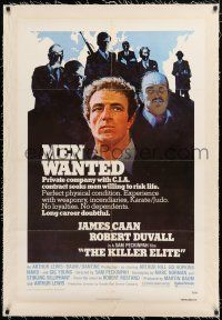 1t153 KILLER ELITE linen 1sh '75 art of James Caan & Robert Duvall, directed by Sam Peckinpah!