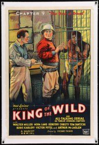 1t156 KING OF THE WILD linen chapter 9 1sh '31 cool stone litho of half-man half-ape behind bars!