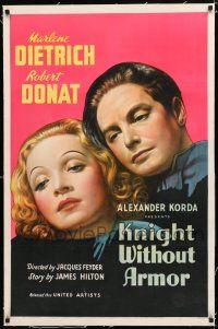 1t158 KNIGHT WITHOUT ARMOR linen 1sh '37 great close up art of Marlene Dietrich & Robert Donat!