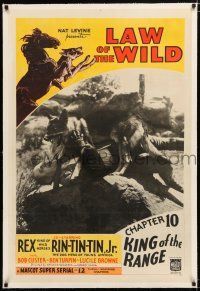 1t163 LAW OF THE WILD linen chapter 10 1sh '34 cool c/u of Rin Tin Tin Jr. attacking bad guy!